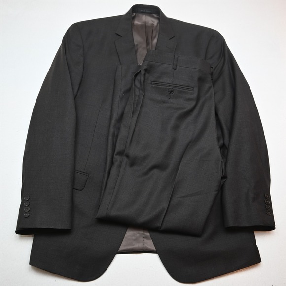 Calvin Klein 46L 36x32 Brown 100% Wool Mens Jacket Pants Suit